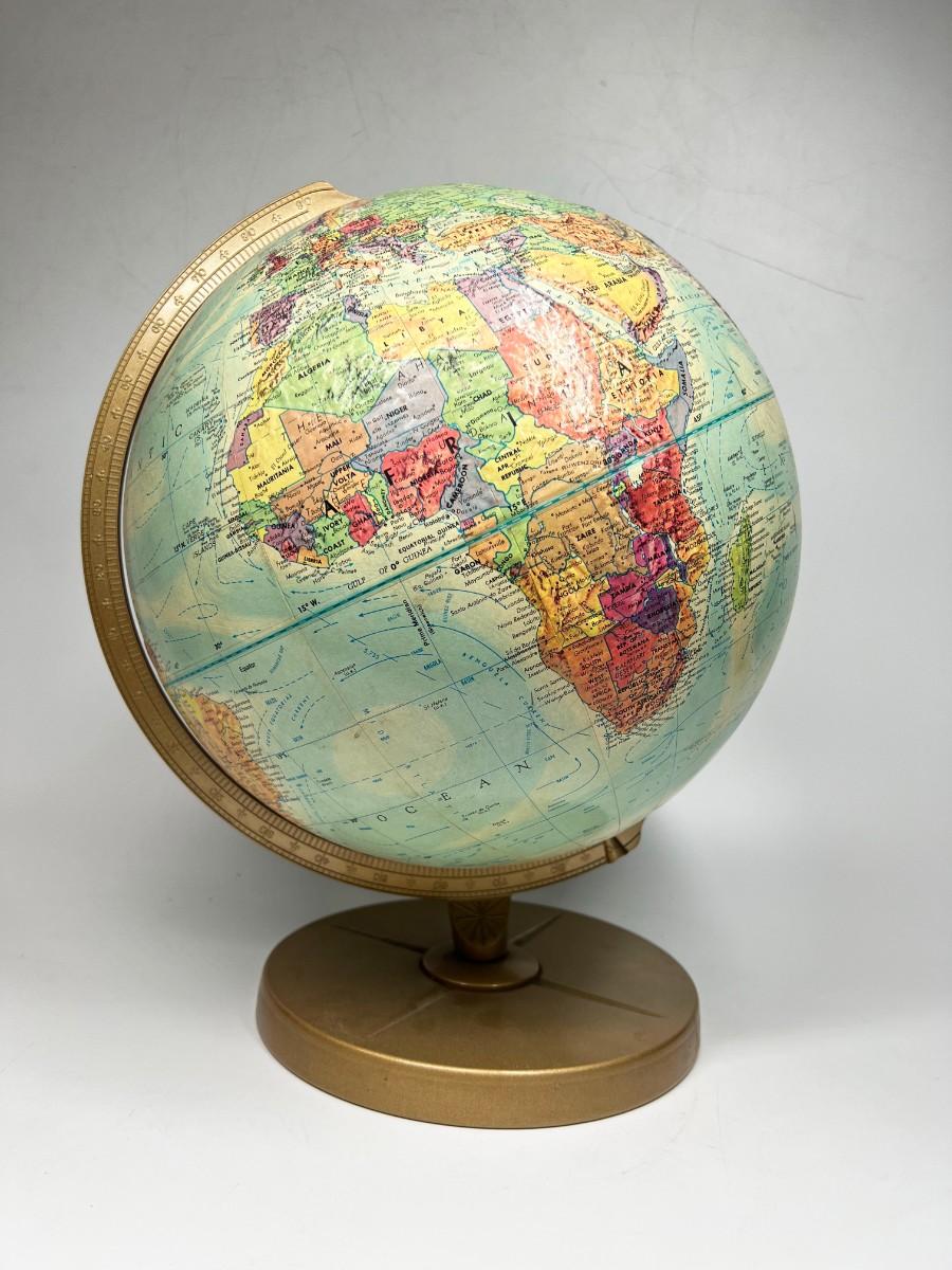 Vintage Replogle Globe World Nation Series Leroy M Tolman Cartographer Rotating Display World