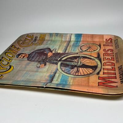 Pair of Vintage Bicycle Decorative Woven Bamboo Tray Wall Hanging Art