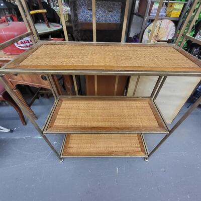 AMAZING METAL & WICKER FOLDING SHELF
