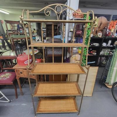 AMAZING METAL & WICKER FOLDING SHELF