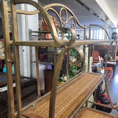 AMAZING METAL & WICKER FOLDING SHELF