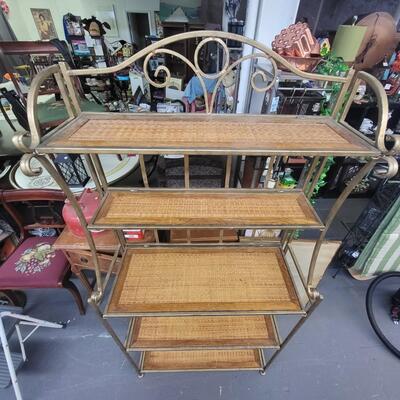 AMAZING METAL & WICKER FOLDING SHELF
