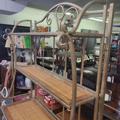 AMAZING METAL & WICKER FOLDING SHELF