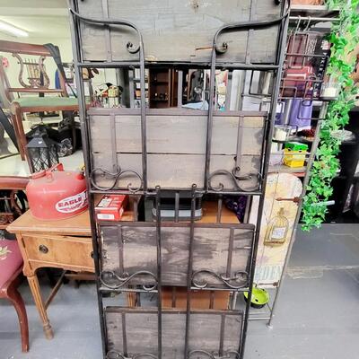 WROUGHT IRON & WOOD FOLDING SHELF