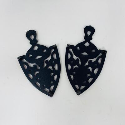 NEAT PAIR OF WILTON WROUGHT IRON TRIVETS