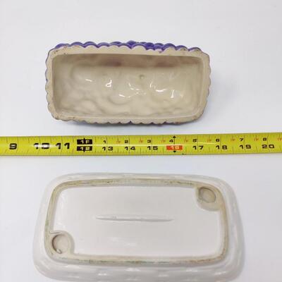 PRETTY CERAMIC FRUIT BASKET BUTTER DISH