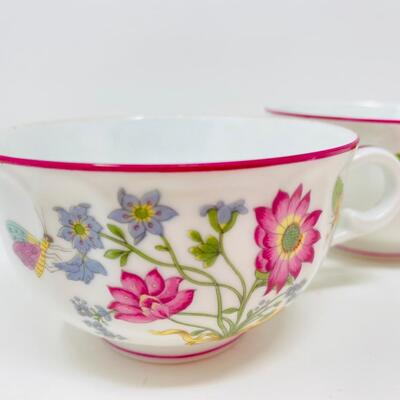 CLASSY LOT OF HAVILAND FRENCH LIMOGES FLORAL TEA CUPS AND SAUCERS FROM METROPOLITAN MUSEUM OF ART