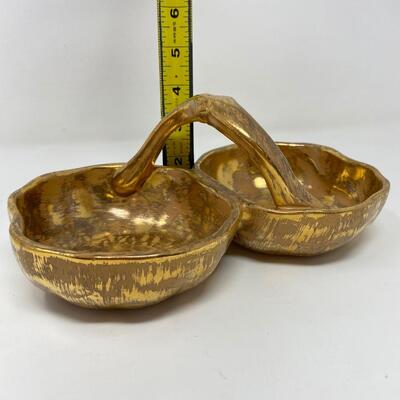 REMARKABLE STANGL GRANADA GOLD DOUBLE CANDY DISH