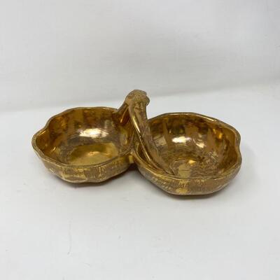 REMARKABLE STANGL GRANADA GOLD DOUBLE CANDY DISH