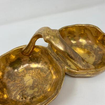 REMARKABLE STANGL GRANADA GOLD DOUBLE CANDY DISH