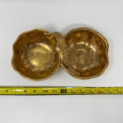 REMARKABLE STANGL GRANADA GOLD DOUBLE CANDY DISH