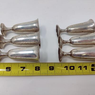 VINTAGE STERLING CORDIAL CUPS SET OF 6 (STAMPED WEB STERLING 21)