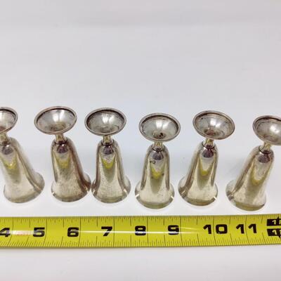 VINTAGE STERLING CORDIAL CUPS SET OF 6 (STAMPED WEB STERLING 21)