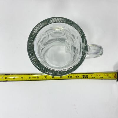 PAULANER MUNCHEN 1 LITER DIMPLED GERMAN STEIN GLASS MUG