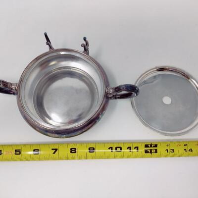 VINTAGE JAMES W. TUFTS QUADRUPLE PLATE BUTTER DISH WITH ROGERS & BRO A1  KNIFE