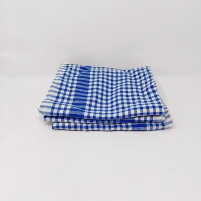 BLUE CHECK COTTON KITCHEN TOWELS 3PC