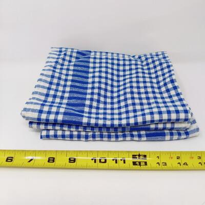 BLUE CHECK COTTON KITCHEN TOWELS 3PC