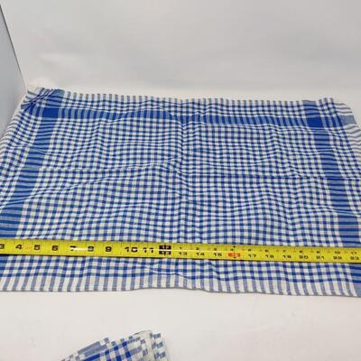 BLUE CHECK COTTON KITCHEN TOWELS 3PC
