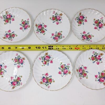 FABULOUS CROWN DORSET FLORAL CUPS AND SAUCERS- 6 SETS