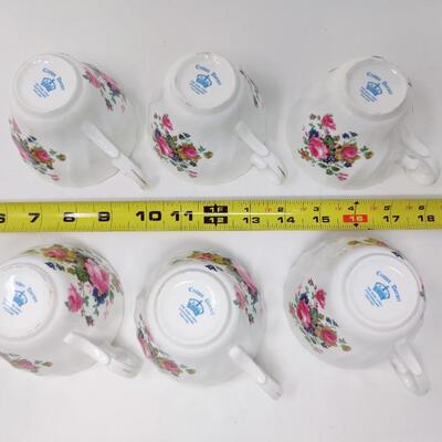 FABULOUS CROWN DORSET FLORAL CUPS AND SAUCERS- 6 SETS