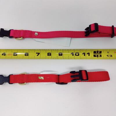 PAIR OF SMALL RED DOG COLLARS
