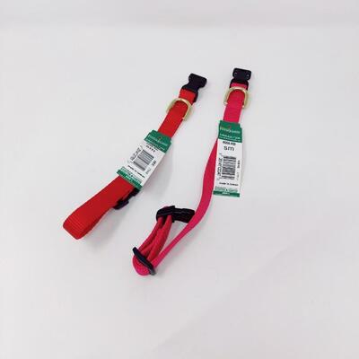 PAIR OF SMALL RED DOG COLLARS