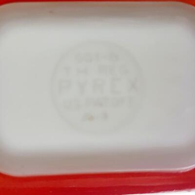 VINTAGE RED PYREX SMALL REFRIGERATOR DISH