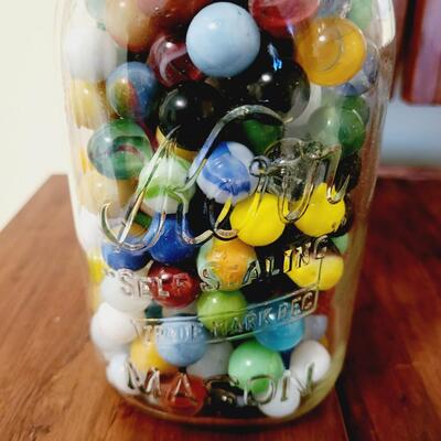KERR JAR OF OLD MARBLES