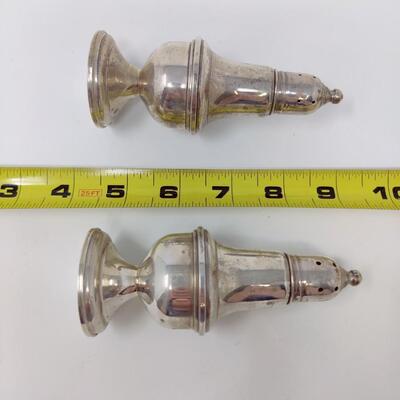 GREAT VINTAGE EMPIRE STERLING SILVER WEIGHTED SALT AND PEPPER SHAKER SET