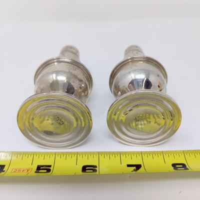 GREAT VINTAGE EMPIRE STERLING SILVER WEIGHTED SALT AND PEPPER SHAKER SET