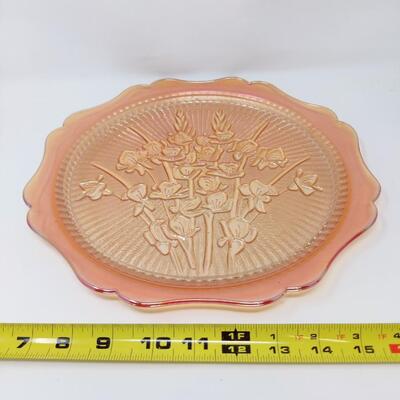 GORGEOUS JEANNETTE CARNIVAL GLASS MARIGOLD IRIDESCENT PLATTER