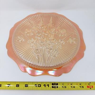 GORGEOUS JEANNETTE CARNIVAL GLASS MARIGOLD IRIDESCENT PLATTER