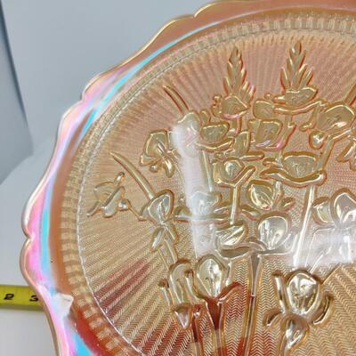 GORGEOUS JEANNETTE CARNIVAL GLASS MARIGOLD IRIDESCENT PLATTER