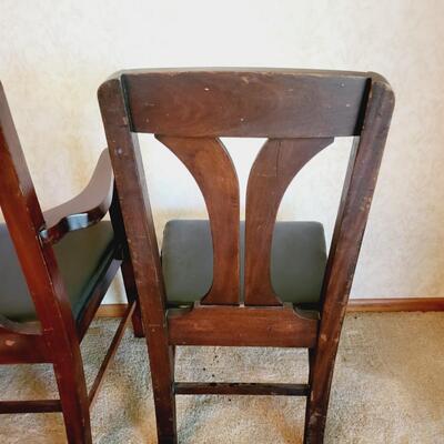 Please see pictures for details and condition 

Chairs - 18 x 19.25 x 37.5
Captain chair - 26.5 x 23 x 38.5