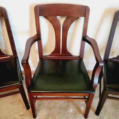 Please see pictures for details and condition 

Chairs - 18 x 19.25 x 37.5
Captain chair - 26.5 x 23 x 38.5