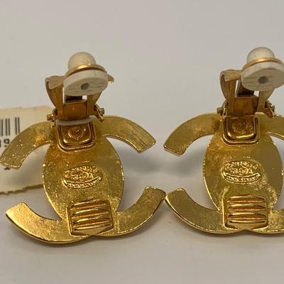 LOT 1: Chanel Made in France Clip On Earrings Gold Tone 1 “ Wide
