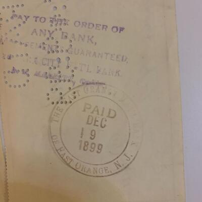 6 Old Bank Checks paid in 1899
