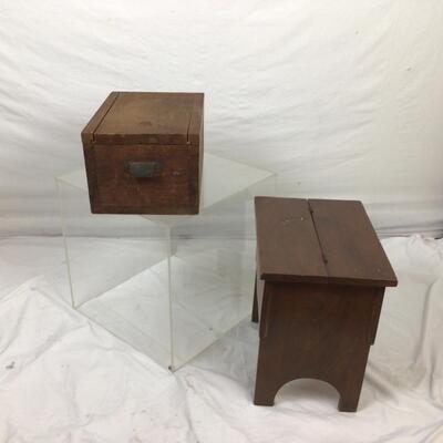 5459 Vintage Wooden Shoe Shine and Storage Box