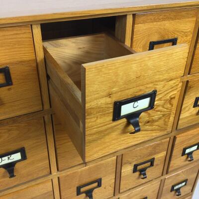 5461 White Oak 24 Drawer Library Cabinet