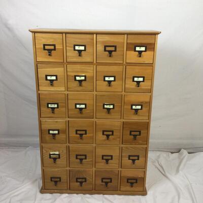 5462 White Oak 24 Drawer Library Cabinet
