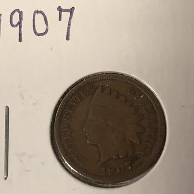 Two (2) 1907 Indian Head Pennies