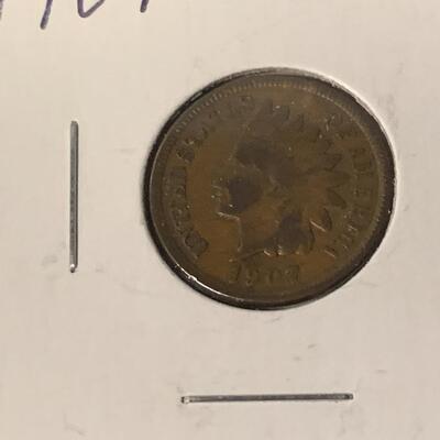 Two (2) 1907 Indian Head Pennies