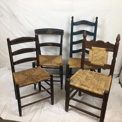 5464 Set of 4 Vintage Rush Seat Chairs
