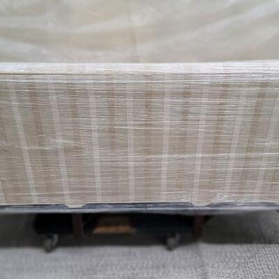 Cream and tan leather stripe settee $799
 H35"  W35"  D29"