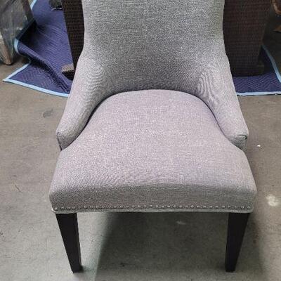 Grey tufted linen blend dining chairs (6 avail) $299 each