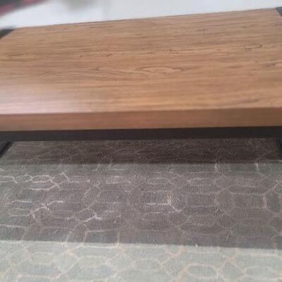 Modern wood and metal cocktail table 
H13" W55" D28"
$299