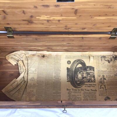 5469 Vintage Copper Banded Cedar Chest on Wheels