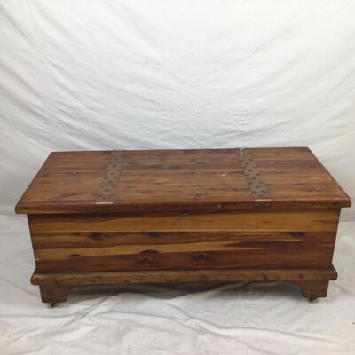 5469 Vintage Copper Banded Cedar Chest on Wheels