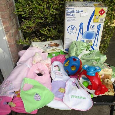 Baby/Toddler Items-- Swing,Bibs