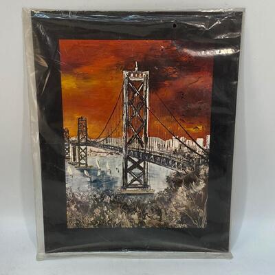 Vintage Retro MCM 1960s San Francisco Bay Bridge Print G. Soubeyran